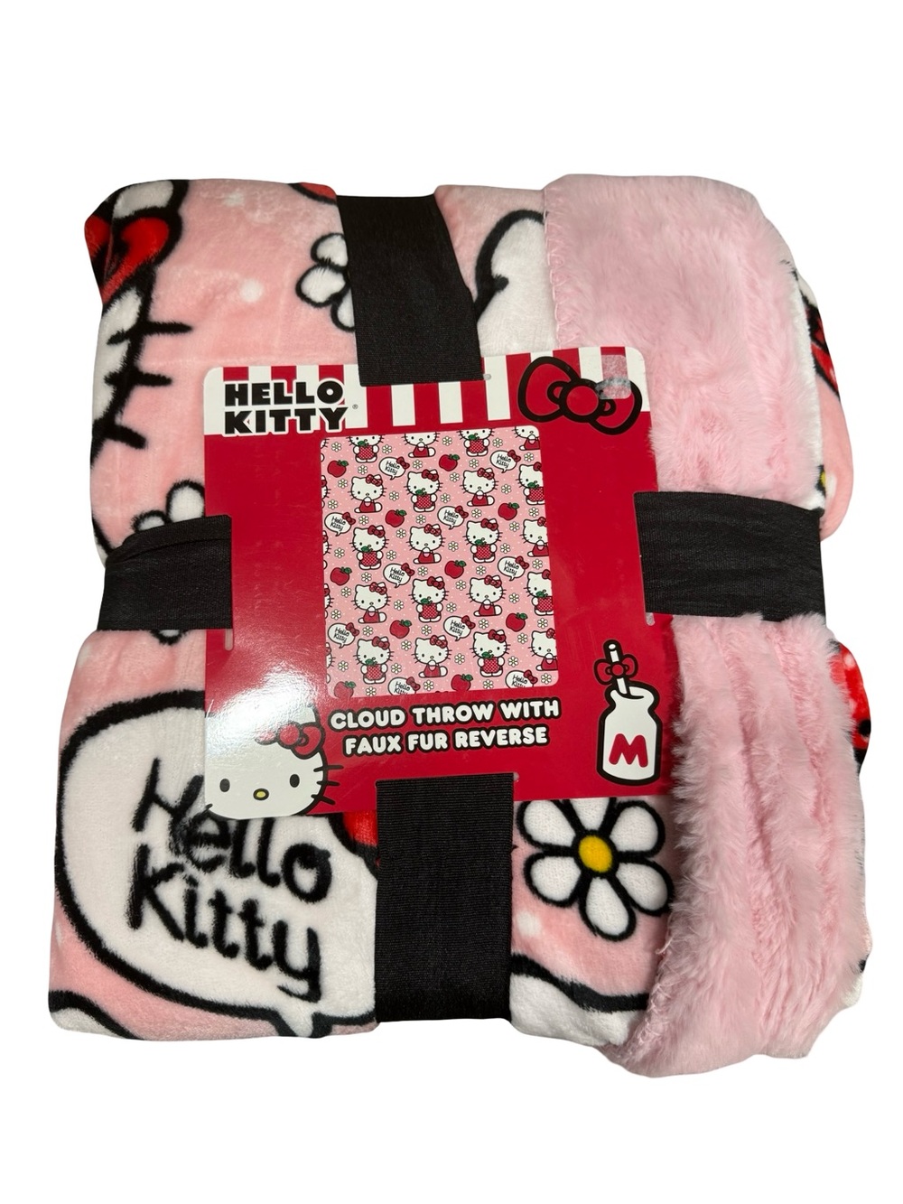 Hello Kitty Pink White and Black Daisy Cloud Plush Throw